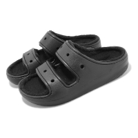 【Crocs】涼拖鞋 Classic Cozzzy Sandal 男鞋 女鞋 黑 全黑 內裡絨毛 卡駱馳(207446060)