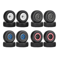 New RC ROCK Crawler CNC 1.55" Aluminum Beadlock Wheel W/ Soft Tires For 1/12 1/10 TF2 Tamiya CC01 02 LC70 JIMNY RGT RC CAR