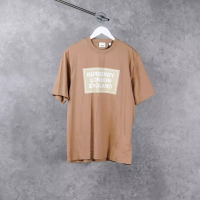 Burberry Kaos BURBERRY LONDON ENGLAND SQUARE CREAM BROWN TSHIRT 100% ORIGINAL
