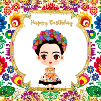 7x5ft Floral Mexican Girl Happy Birthday Fiesta Blanket Washable Wrinkle Free Photo Studio Background Backdrop Polyester Fabric