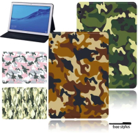 Tablet Case for Huawei MediaPad M5 Lite 10.1/M5 Lite 8/M5 10.8/T5 10 10.1/T3 10 9.6/T3 8.0 Camouflage Series Stand Cover