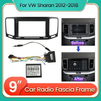 9 inch 2Din Android Car Radio Fascia Frame Adapter Power Cable For Volkswagen VW Sharan 2012-2018 Mounting Facia Frame Kit