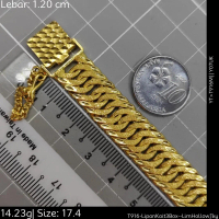 Emas 916,Rantai Tangan Lipan Kait3 Box Lim Hollow Jky 1.2cm Design:2178<Y07UK>T916M(YT)-Size: 18.2cm