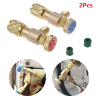 【YY】2PCS Gold Air Conditioning Refrigeration Charging Adapter Safety Valve Copper Adapter For R22R410A 14"; Safety Valve