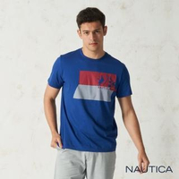 【NAUTICA】幾何印花圖騰短袖T恤(海洋藍)