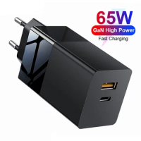 65W GaN USB C Wall Charger Power Adapter 2 Port PD 65W QC3.0 Charger for Laptops MacBook Pro iPad iPhone Samsung Xiaomi Charge