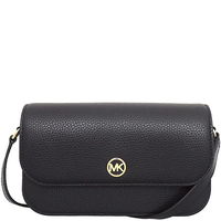 MICHAEL KORS 翻蓋斜背包 荔枝紋真皮革 斜背包 肩/側背包 M77768 黑色MK(現貨)▶指定Outlet商品5折起☆現貨【送禮首選★APP下單點數4倍送】
