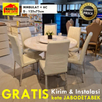 Meja Makan Marmer - Meja Makan Bulat - Maggio