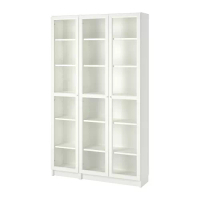 BILLY/OXBERG 玻璃門書櫃, 白色, 120x30x202 公分