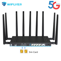 Dual SIM Card 5G Router 2*SIM Wifi6 3000Mbps Openwrt DDR4 1GB 4 LAN USB3.0 RM520N-GL Modem MU-MIMO 4T4R Antenna Wifi Booster