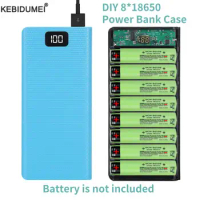 DIY 8*18650 Battery Power Bank Case 20000mAh Dual USB Type C Battery Holder Shell No Soldering Storage Box for Phone Charging