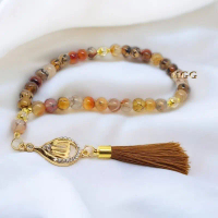 Trending Now Trending Now ⚡ DRAGON SCALE AGATE STONE TASBIH AGATE + ALLAH CALLIGRAPHY 33 PIECES 10MM