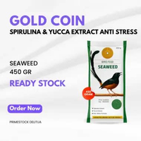 Pakan Gold Coin Seaweed 450 gr untuk Burung dengan Spirulina & Yucca Extract