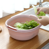 廚房多功能洗菜盆瀝水籃家用塑料雙層洗菜籃子圓形果盤菜籃水果籃