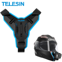TELESIN Motorcycle Helmet Strap Mount for GoPro 12 Hero 11 10 9 8 7 Black Insta360 One R DJI Action 4 Helmet Holder Accessories