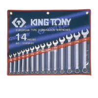 【KING TONY 金統立】專業級工具 14件式 複合扳手組 梅開扳手 3/8”~1-1/4”(KT1214SR01)