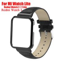 Leather Strap For For Xiaomi Redmi Watch 2 3 Lite smartwatch Bracelet For mi watch Lite Metal Case protector cover bumper frame