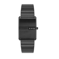 【BREDA】PULSE系列設計 黑色矩形錶殼 數字視窗顯示 不鏽鋼錶帶 手錶 母親節(1745C)