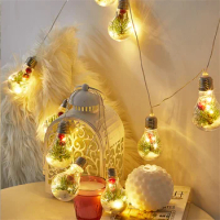 Christmas Tree Snow Globe String Lights 4M 10LED Globe Fairy Hanging Light Battery Operated Holiday Christmas Globe Lighting