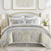 2 Shams &amp; Bed skirt Bed Linen Set Jacquard Floral Medallion Comforter Sets Comforter Queen Bedding Home Freight free.
