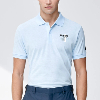 【PING】男款圖騰吸濕排汗短袖POLO衫-藍(GOLF/高爾夫球衫/PA24119-53)
