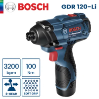 Bosch GDR120-Li Electric Drill Cordless Driller 100Nm Torque 12V Jack Impact Wrench Screwdriver Bosch Power Tools with 2 Battery