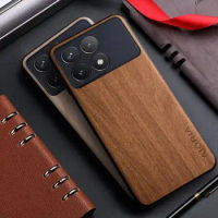 Case for Xiaomi Poco X6 Pro Poco M6 Pro funda bamboo wood pattern Leather cover for xiaomi x6 pro poco m6 pro case capa