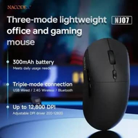 Ajazz NJ07 NJ-07 Wireless Gaming Mouse Triple Mode Connection 12800 DPI Lightweight NJ 07 Black