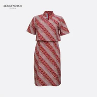 Keris Gallery Dress Batik Lengan Pendek Motif Dwi Pradana - Merah-Putih M