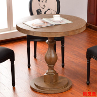 【新品特價】美式復古做舊桌子 全實木茶幾 小圓桌 方桌 美式木餐桌 酒店咖啡廳桌子 桌椅組合