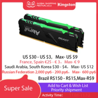 Kingston FURY Beast RAM RGB 8GB 16GB 3200MHz DDR4 RAMs CL16 Desktop Memory Single Stick KF432C16BBA/8 3600MHz