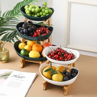 多層水果盤 北歐風創意三層干果盤新款竹木架多層零食盤家用客廳簡約水果盤