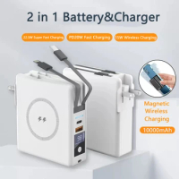 15W Magnetic Qi Wireless Charger Power Bank 10000mAh 22.5W Fast Charging Powerbank QC3.0 Porable Wall Charger with Cable AC Plug