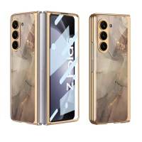 360 Degree Protective Painted Glass Case for Samsung Galaxy Z Fold 5 Luxury Plating Frame Glass Case For Galaxy Z Fold5 Case