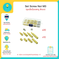 Set Screw Nut M3 (ชุดเซ็ตน็อตสกรู สีทอง) 120 BOXED M3 STAINLESS STEEL SCREW NUT ใช้ในงาน DIY Arduino