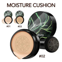 Air Cushion CC Cream+Mushroom Head Sponge Puff Kit Coverage Skin Full Brighten Concealer Cream Beauty Moisturizing Tone J2T0