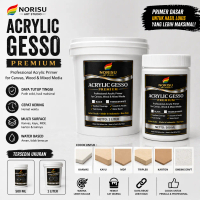 NORISU Acrylic Primer Gesso Premium - Base Coat Lukisan Kanvas Kayu MDF Putih dan Hitam Cepat Kering