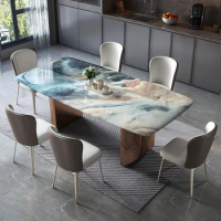 Italian Luxury Dining Table Marble Italian Modern Organizer Dining Table Waterproof Newclassic Mesas De Comedor Home Furniture