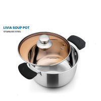 EKSKLUSIF KOKO PANCI - 22 CM Livia Soup Pot Panci Rebus Stainless Panci Susu Anti Karat Kuat Panci T