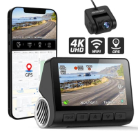 Dashcam 4K+WIFI+GPS Dual lens dash camera car camera recorder app control front and rear dual 2 channel dash cam car black box