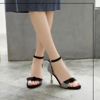 Giày cao gót nữ 7p quai sọc nơ đen MT Shoes DéP Nhung