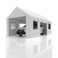 2 Side Doors Car Portable Garage Carport 10'x20' Heavy Duty Portable Garage 1.0 Mm Steel Poles &amp; 180 G PE Waterproof Canopy Home