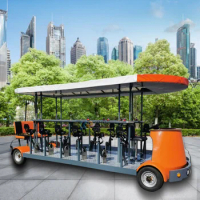 13-15 Persons Four Wheel Pedal Electric Mobile Beer Bike Cart Sightseeing Bus Car For Sale