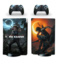 Tomb Raider PS5 Standard Disc Skin Sticker Decal Cover for PlayStation 5 Console and 2 Controllers PS5 Disk Skin Vinyl