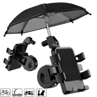 Motorcycle Mobile Phone Holder Stand &amp; Umbrella Rainproof Sunshade Bicycle Outdoor Scooter Phone Clip Handlebar Mount For iPhone