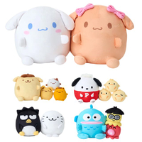 小禮堂 Sanrio 三麗鷗 絨毛玩偶娃娃2入組 (圓滾滾款) Kitty 雙子星 大耳狗 帕恰狗