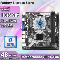 JINGSHA H61 ITX Motherboard Kit with Core i7 3770 processor+CPU Fan Support DDR3 PC RAM H61S Set placa mae LGA 1155 Mainboard