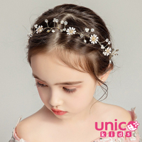 UNICO 兒童銅絲菊花葉小花童表演禮服配飾甜美花環/髮飾
