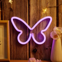 Chi-buy Butterfly LED Neon sign USB Powered Or Battery Power Supply Neon Signs Night Light For Bedroom Living Room Decor Lamp Si