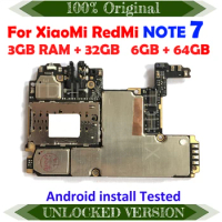 Motherboard for Xiaomi Redmi Note 7, 32GB, 64GB, 128GB ROM, Mainboard, with Google Play store Installed